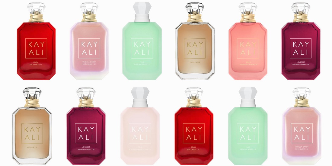 KAYALI perfume collection featuring Eden, Vanilla 28, Pistachio Gelato, Boujee Marshmallow, Lovefest Burning Cherry & more.