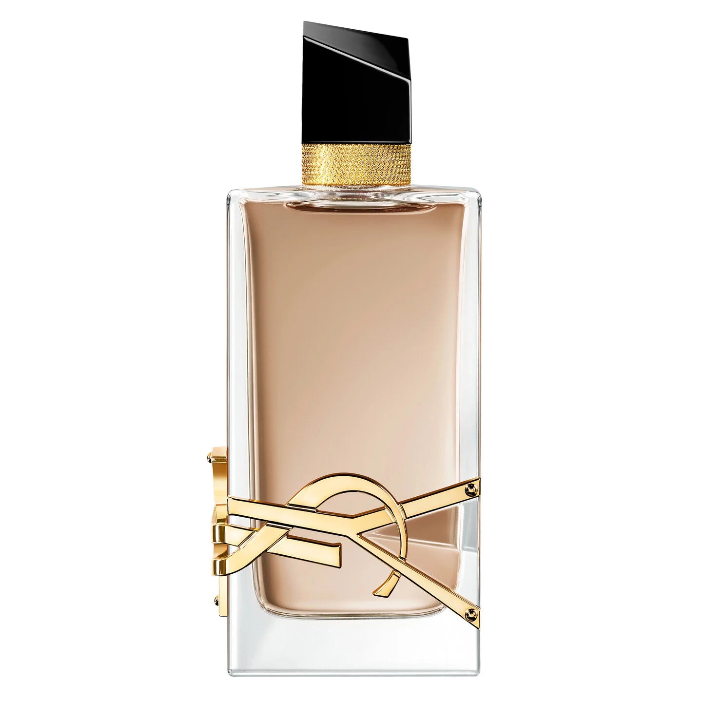 YSL Libre Flowers and Flames Perfume bottle with gold accents 
