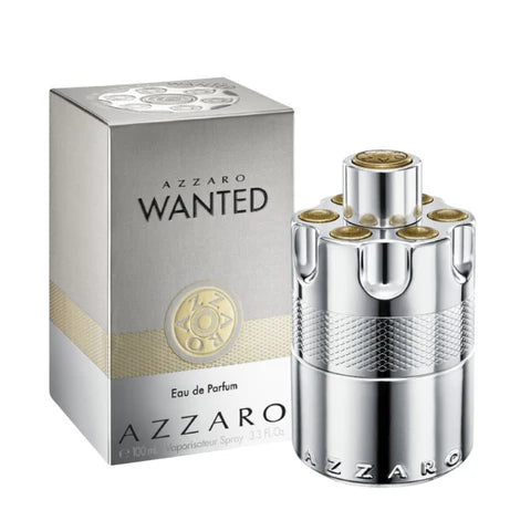 Azzaro Wanted perfume bottle and packaging on a white background