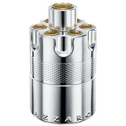 Silver and gold Azzaro perfume bottle on a white background