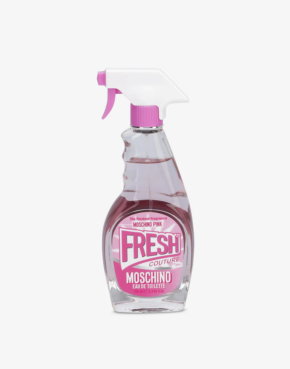 Moschino Fresh Couture perfume bottle with pink label spray bottle