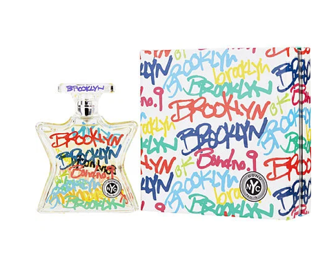 Perfume bottle and colorful packaging with 'Brooklyn'  Bond No 9