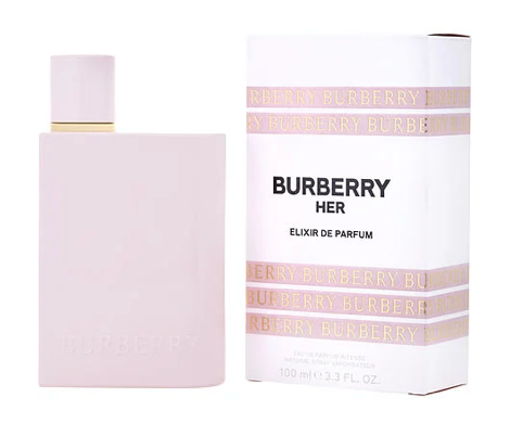Burberry perfume bottle and packaging on a white background elixir