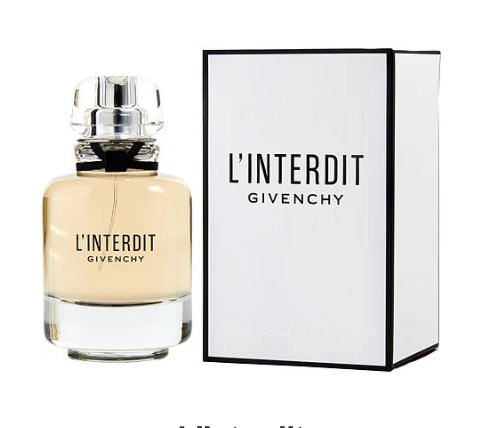 Givenchy L'Interdit perfume bottle and packaging on a white background