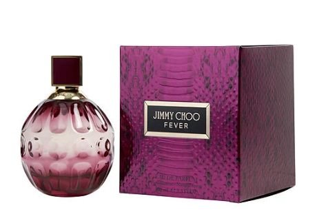 Jimmy Choo Fever perfume bottle and packaging on a white background