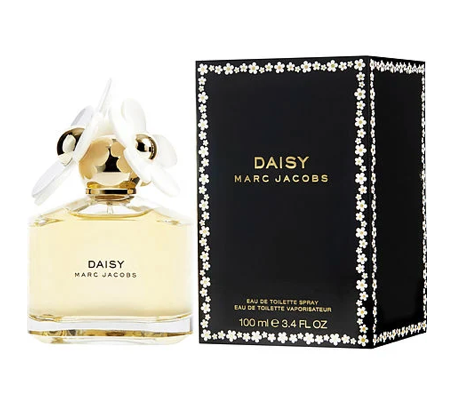Marc Jacobs Daisy perfume bottle and packaging on a white background