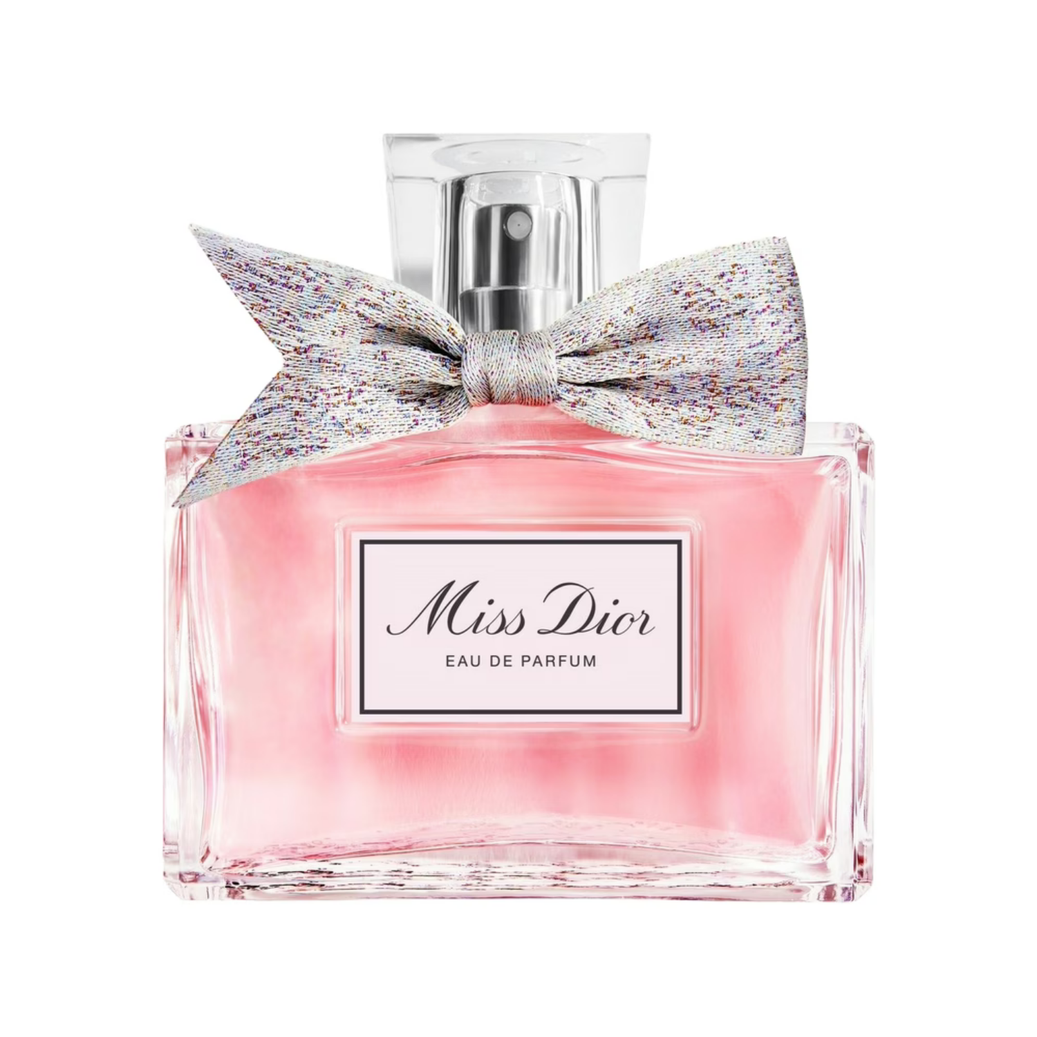 Miss Dior Eau de Parfum bottle with a decorative bow 