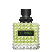 Valentino green perfume bottle with geometric design born in roma stravaganza