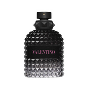 Black diamond-patterned Valentina perfume bottle on a white background