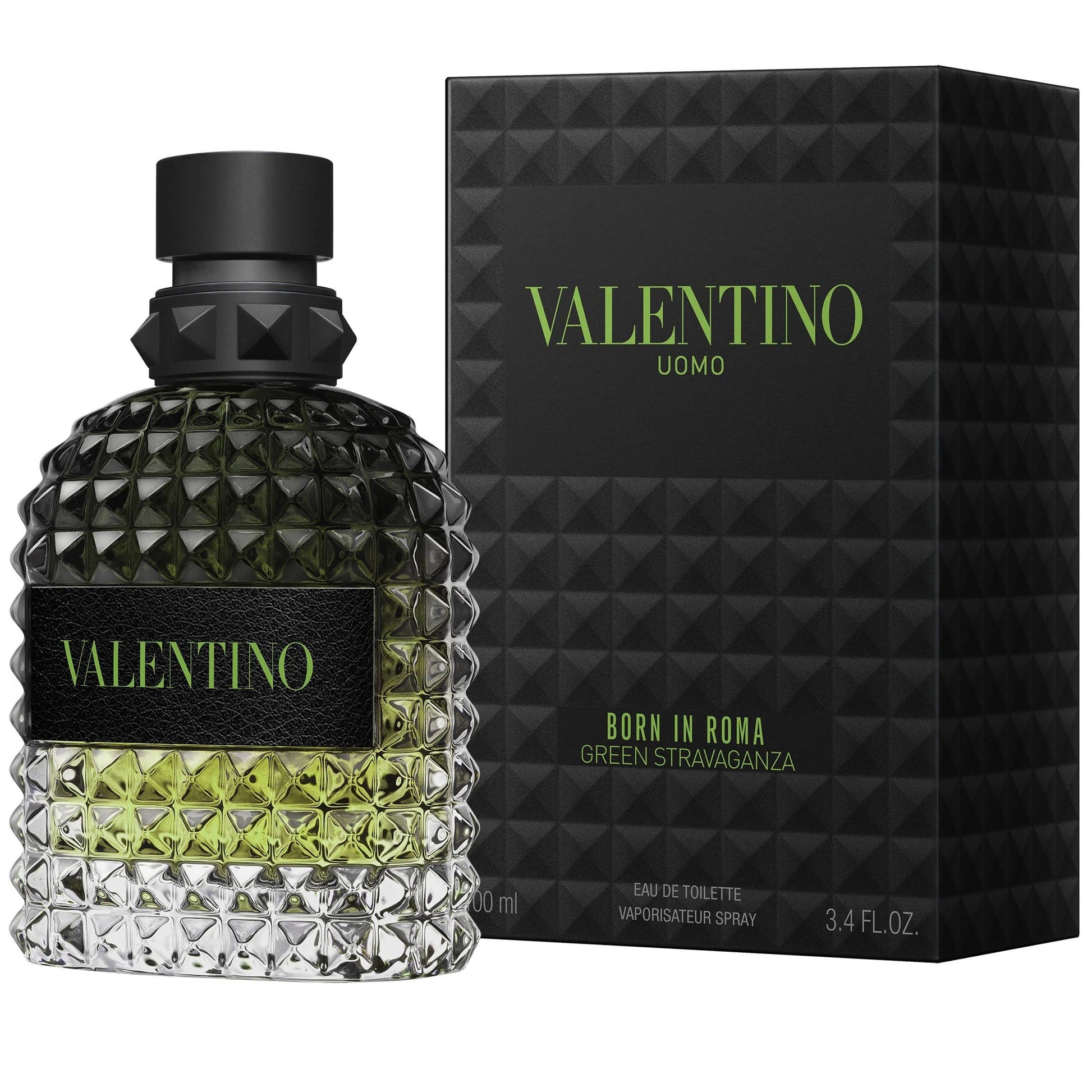 Valentino perfume bottle born in roma uomo geeen stravaganza