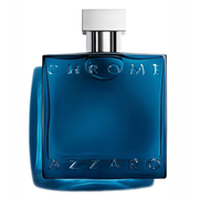 Blue Azzaro Chrome perfume bottle on a white background